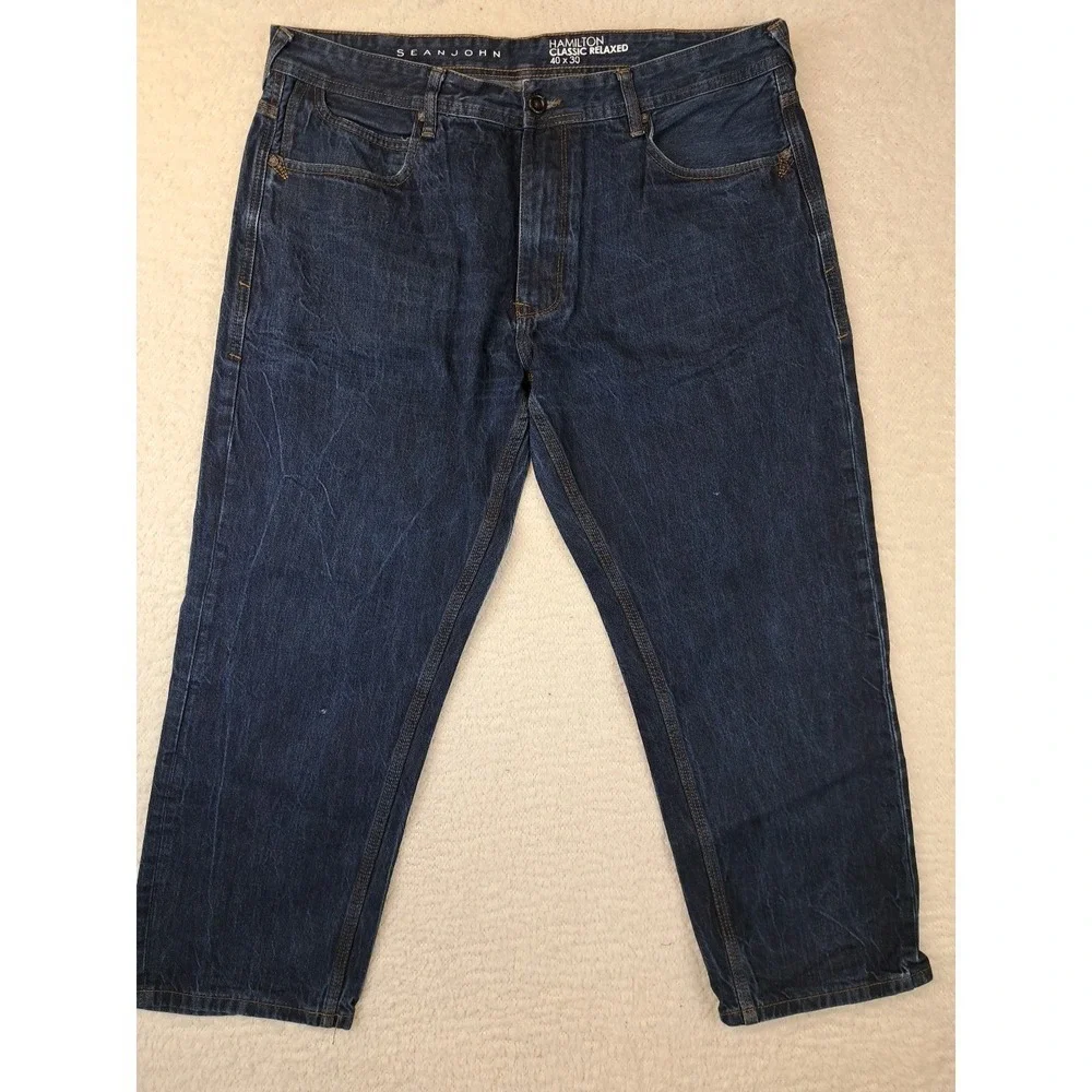 Sean John Hamilton Jeans Mens Size 40 x 30 Classic Relaxed Blue Measures 40 X 26